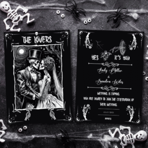 Custom Gothic Skeleton Lover Wedding and Anniversary Invitation Card