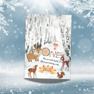 Custom deer first birthday invitation