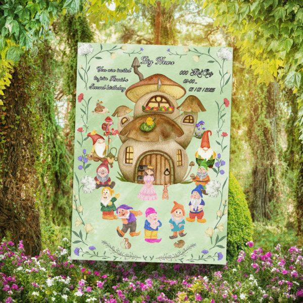 Custom Dwarf and Princess Birthday Invitation - Image 2